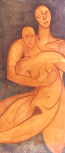 Couple - Pastel sur papier - Collection privée