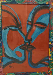Le baiser - Acrylique sur papie - Collection privée Suisse
