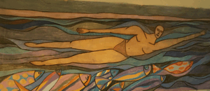 Le nageur - Pastel sur papier - Collection privée