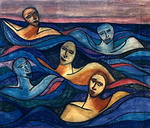 Nageurs - Pastel sur papier - Collection privèe Suisse