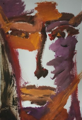 Colère 5 - Huile sur papier - Collection privée France