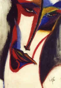 Portrait - Huile sur papier -  86x118cm - Collection privée Luxembour