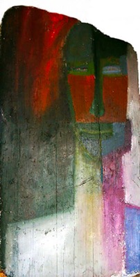 Guerrier - Huile sur bois flotté - Collection privée France