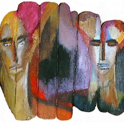 Retour de guerre - Huile sur bois flotté - Collection privée France