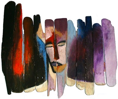 Prince guerrier - Huile sur bois flotté - Collection privée France