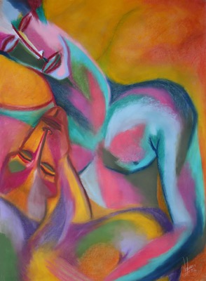 Etreinte - Pastel sur papier - Collection privée Maroc
