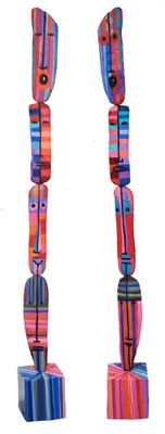 Totem 2 - Totem 1 - Huile sur bois flotté - Collection privée Italie