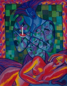 Arlequin - Pastel sur papier - Collection privée France